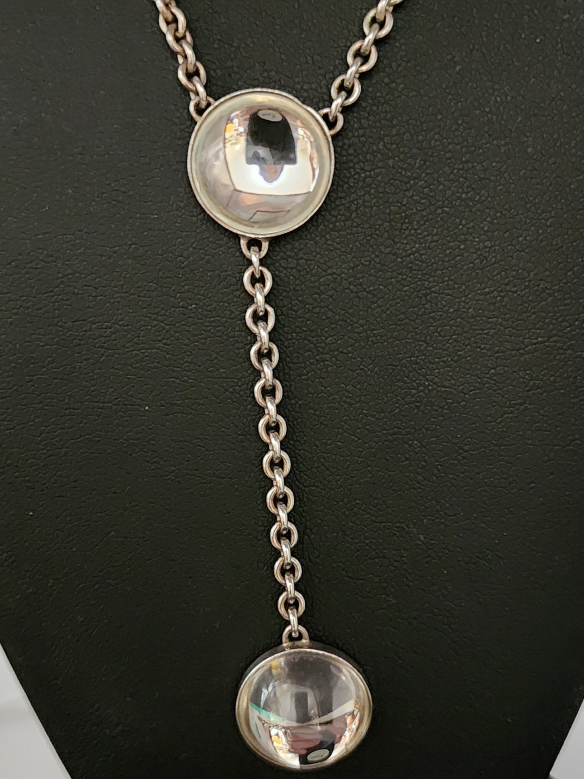 Lalique France Crystal ‘Vibrante’ Necklac in Clear & Silver, 925 Silver Y Style