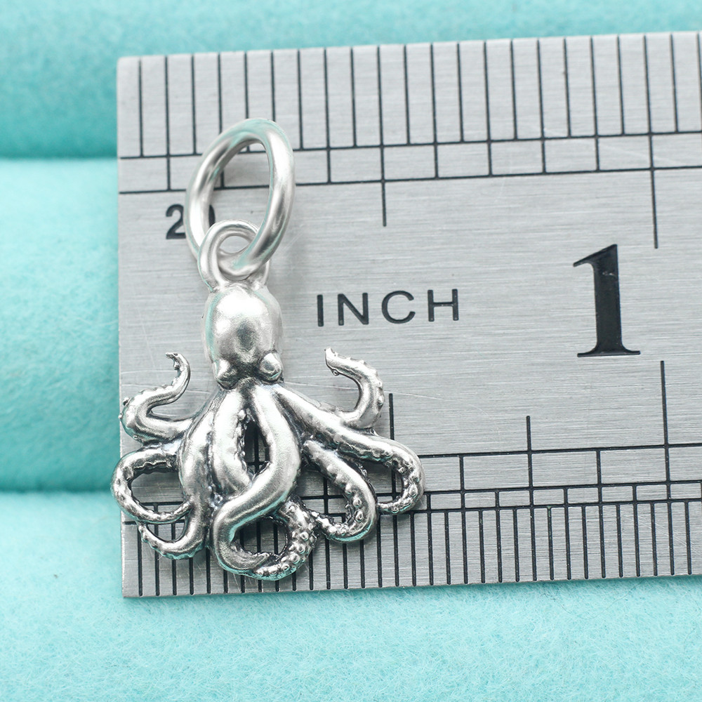Octopus Pendant Charm 925 Sterling Silver Sea Life Animal Ocean Beach Nautical