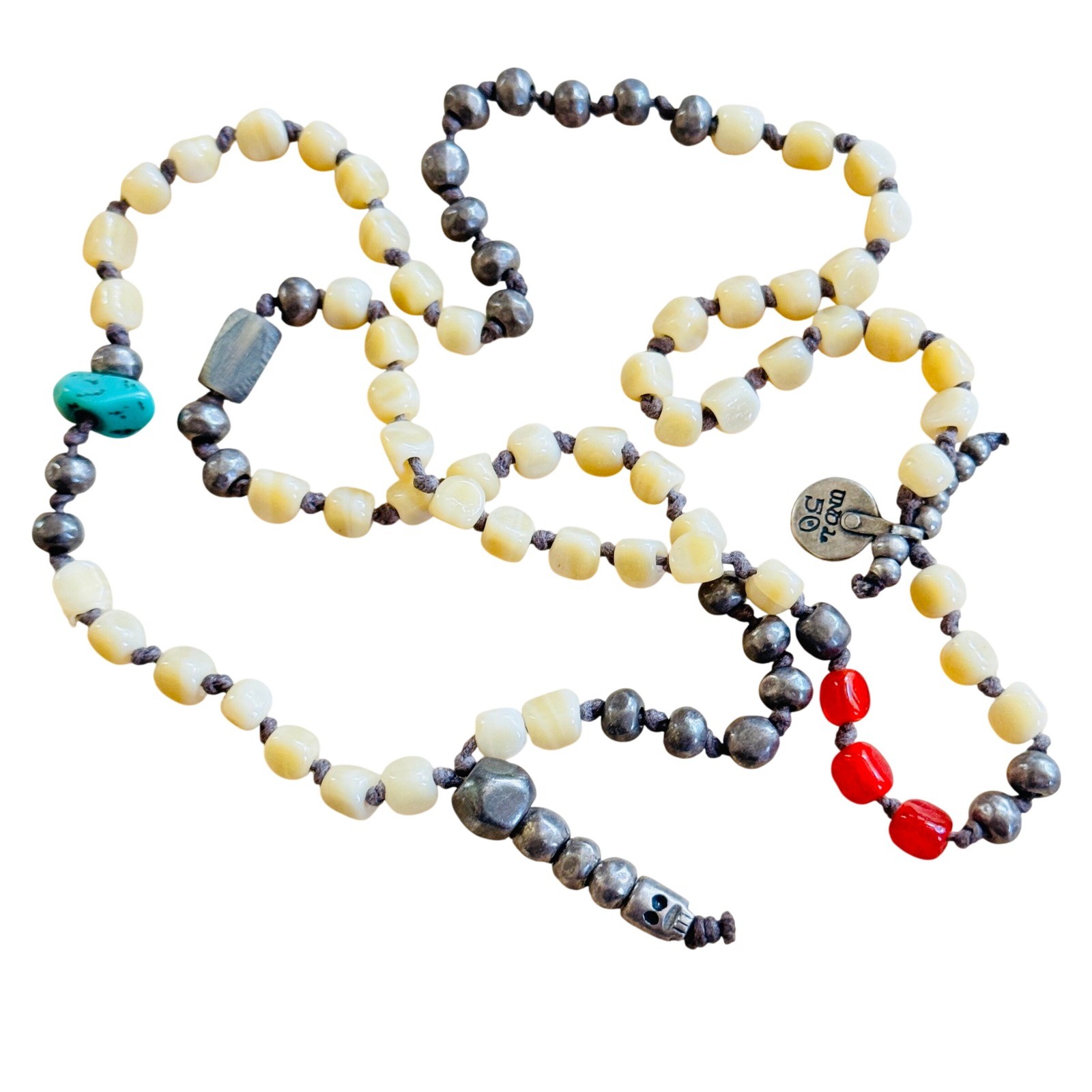 Uno de 50 Beaded Necklace Turquoise Mother of Pearl Beads BOHO Spain Designer