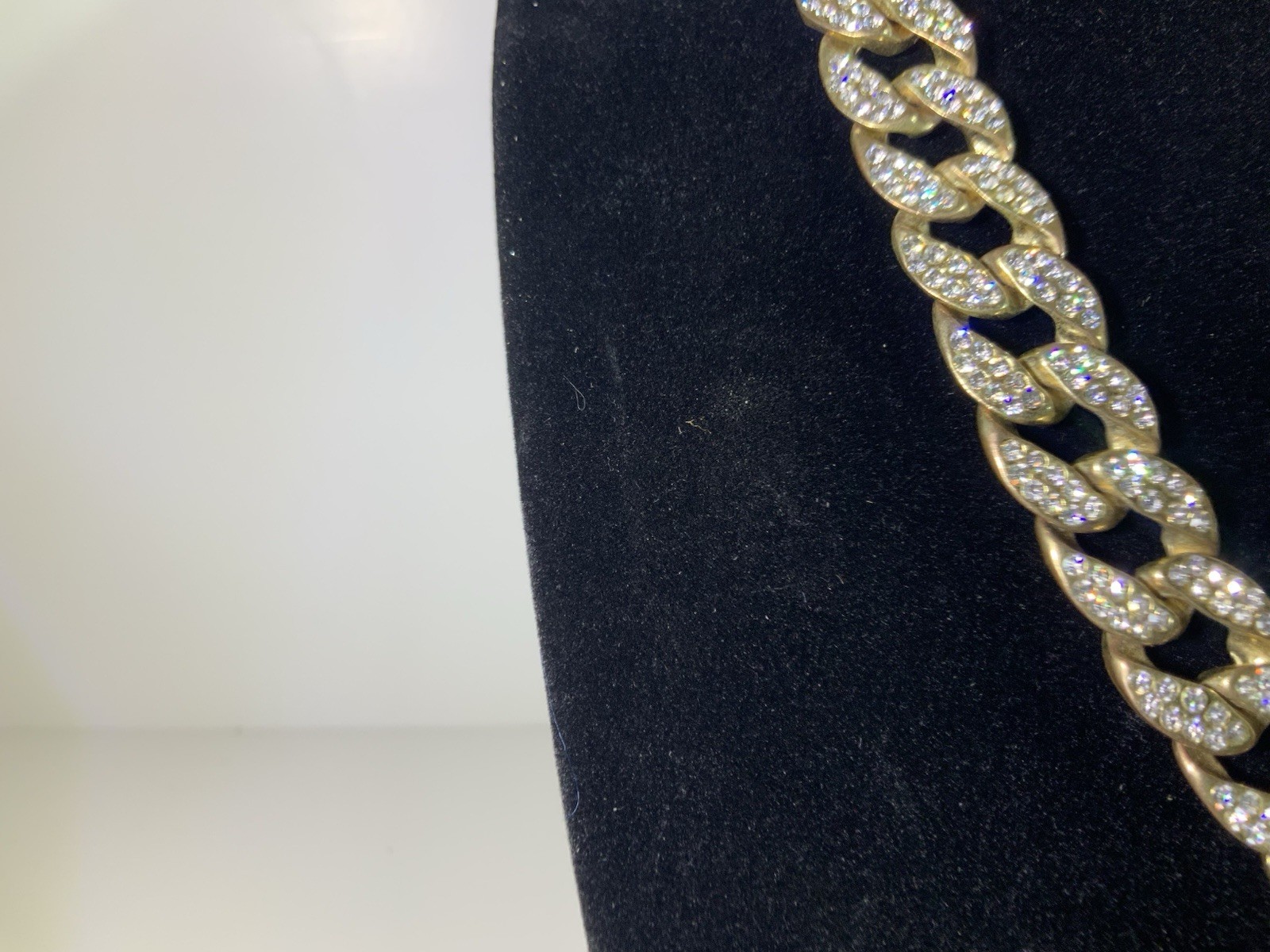 Cuban Link Ice Out Cubic Zirconia 11” Statement Necklace Hip Hop Rap Gold Tone