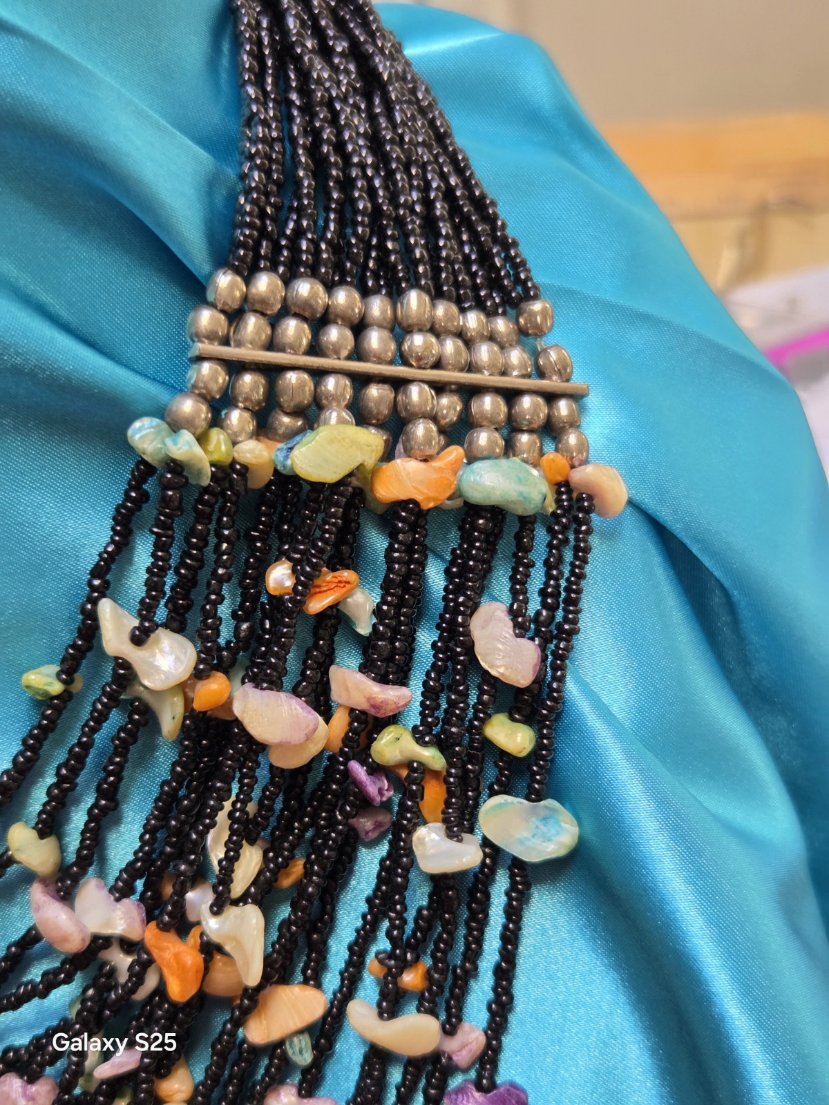 🔥 Boho Tribal Bib Multi-Strand Black Seed/Stone Bead Statement Necklace👁️
