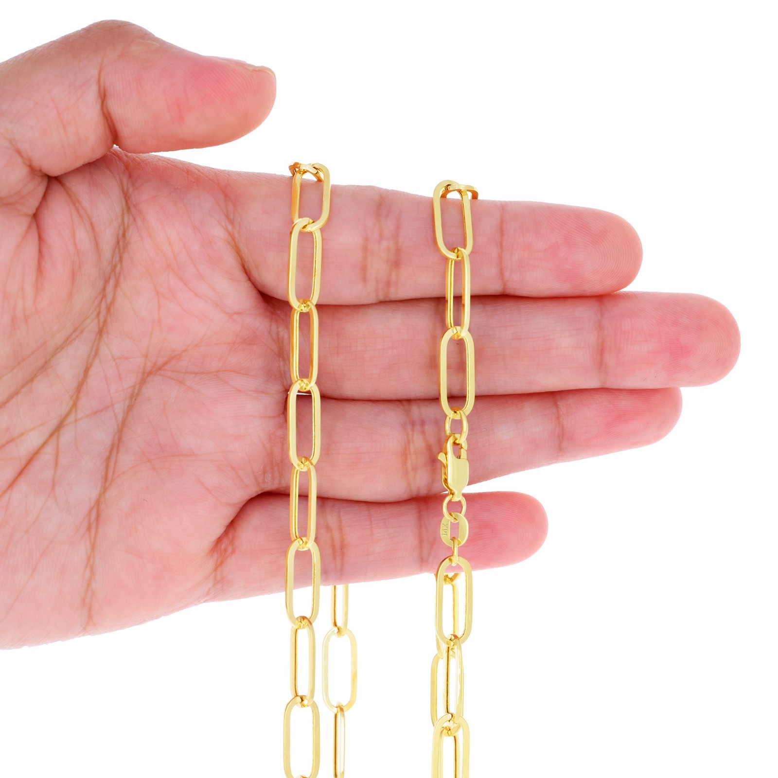14k Yellow Gold 6mm Paperclip Chain Rolo Dainy Cable Link Necklace Men Women 20″