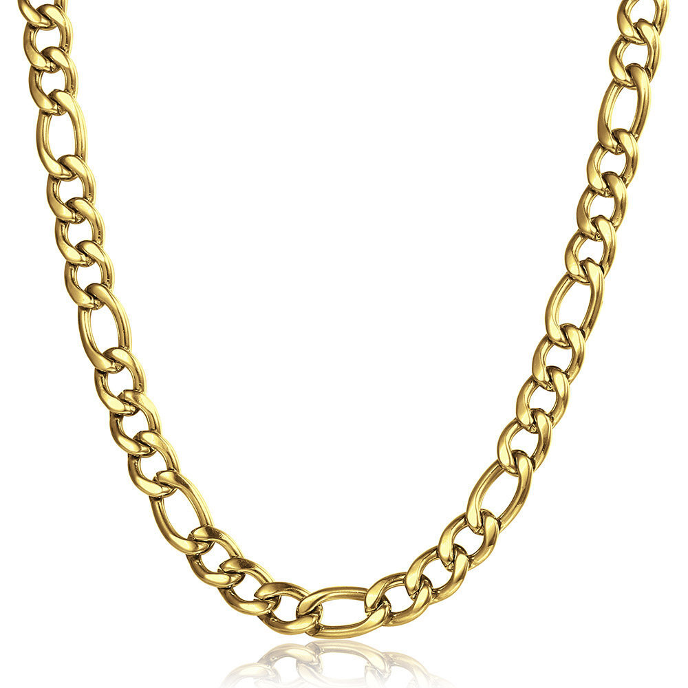 3/5/7/9mm Gold Plated Stainless Steel Figaro Chain Necklace Men Women 16-30″ new