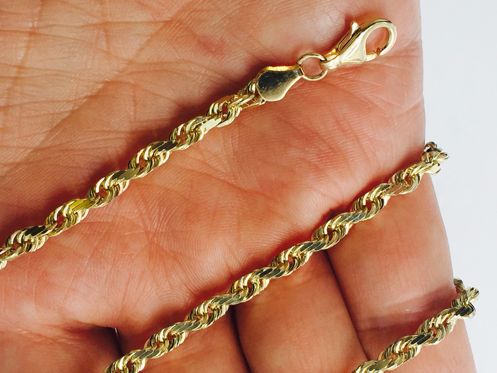 10k Yellow Gold 22″ Solid Diamond Cut Rope Chain Necklace 5 mm 27 Grams