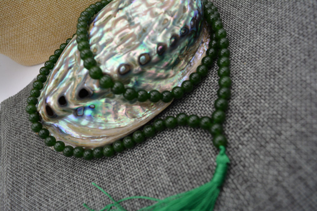 Natural 6mm Dark Green Jade 108 Prayer Beads Buddhist Mala Bracelet Necklace