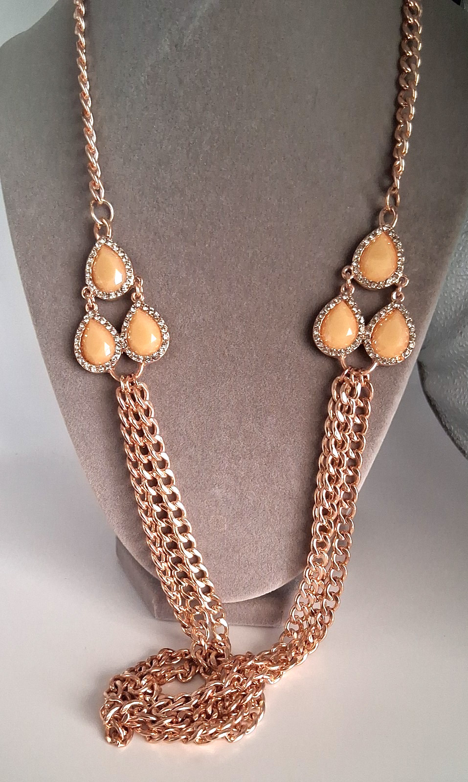 Inc International Concepts Rose Gold Tone Statement Multirow Peach Necklace