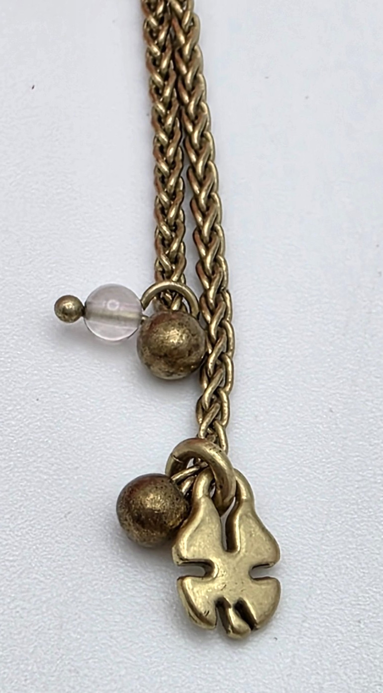 Lucky Brand Gold Tone Adjustable Lariat Necklace Fan Petal Pendant 32 in