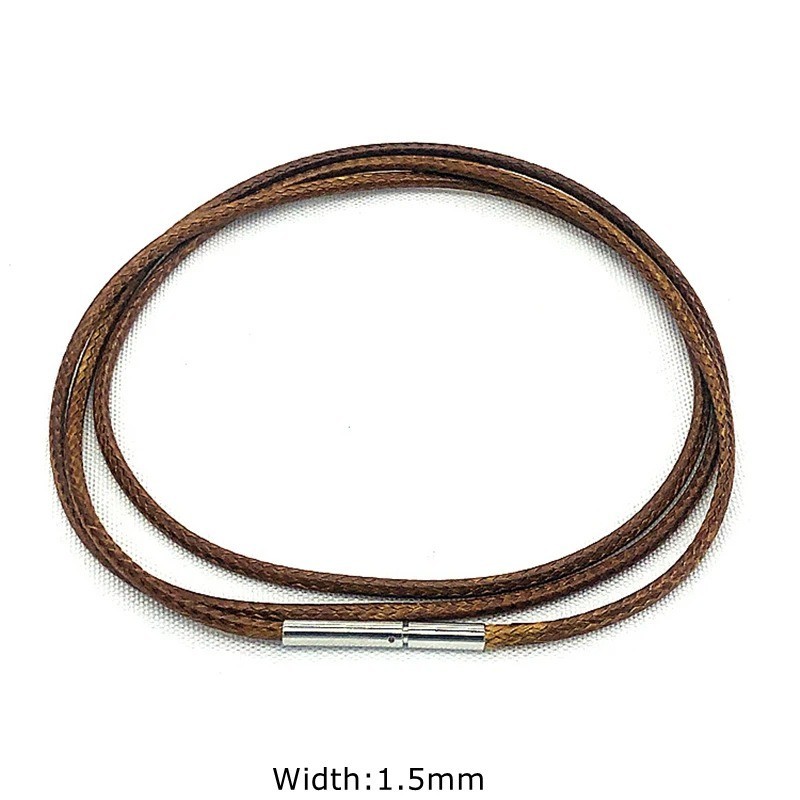Black Rope Leather Cord Chain Necklace Stainless Steel