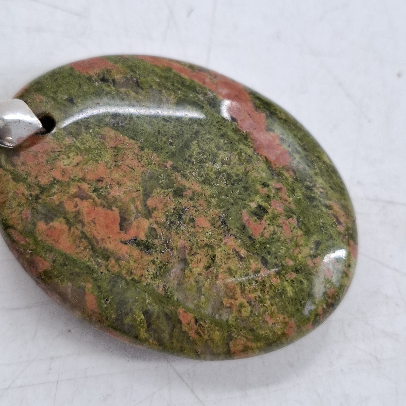Unakite pendant 4cm 18KGP clasp Smoky Quartz pendant 3.5cm 925 clasp Edging
