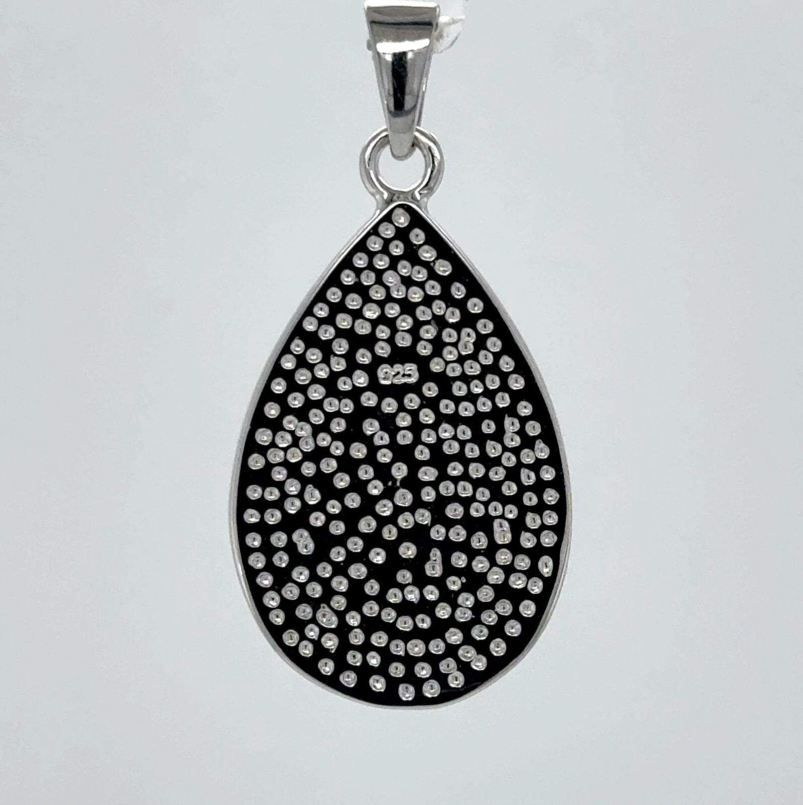 Blue FIRE OPAL Teardrop Pendant – 925 STERLING SILVER – Rhodium finished 45e