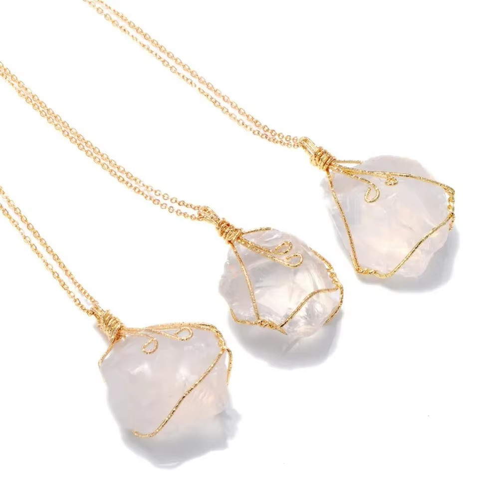 Natural Gemstone Necklace Chakra Stone Pendant Energy Healing Crystal with Chain