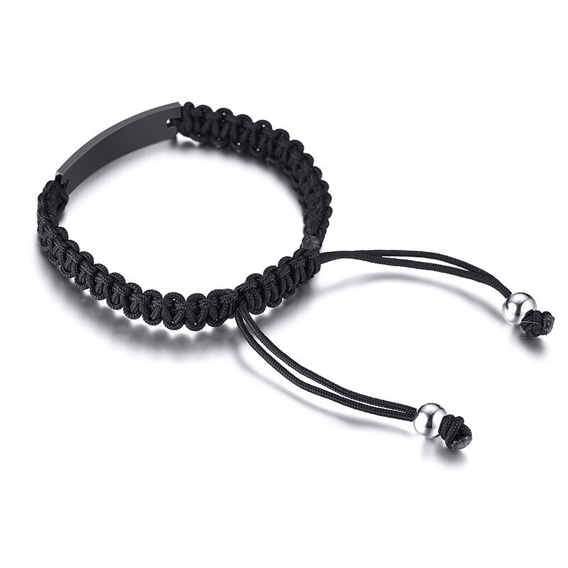 Braided Rope String Men Bracelet Wristband Free DIY Text ID Name Personalized