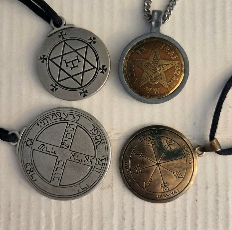 Lot of 4 Antique-Style Necklaces with Pendants/Talisman Sold AS SHOWN Lot.1C