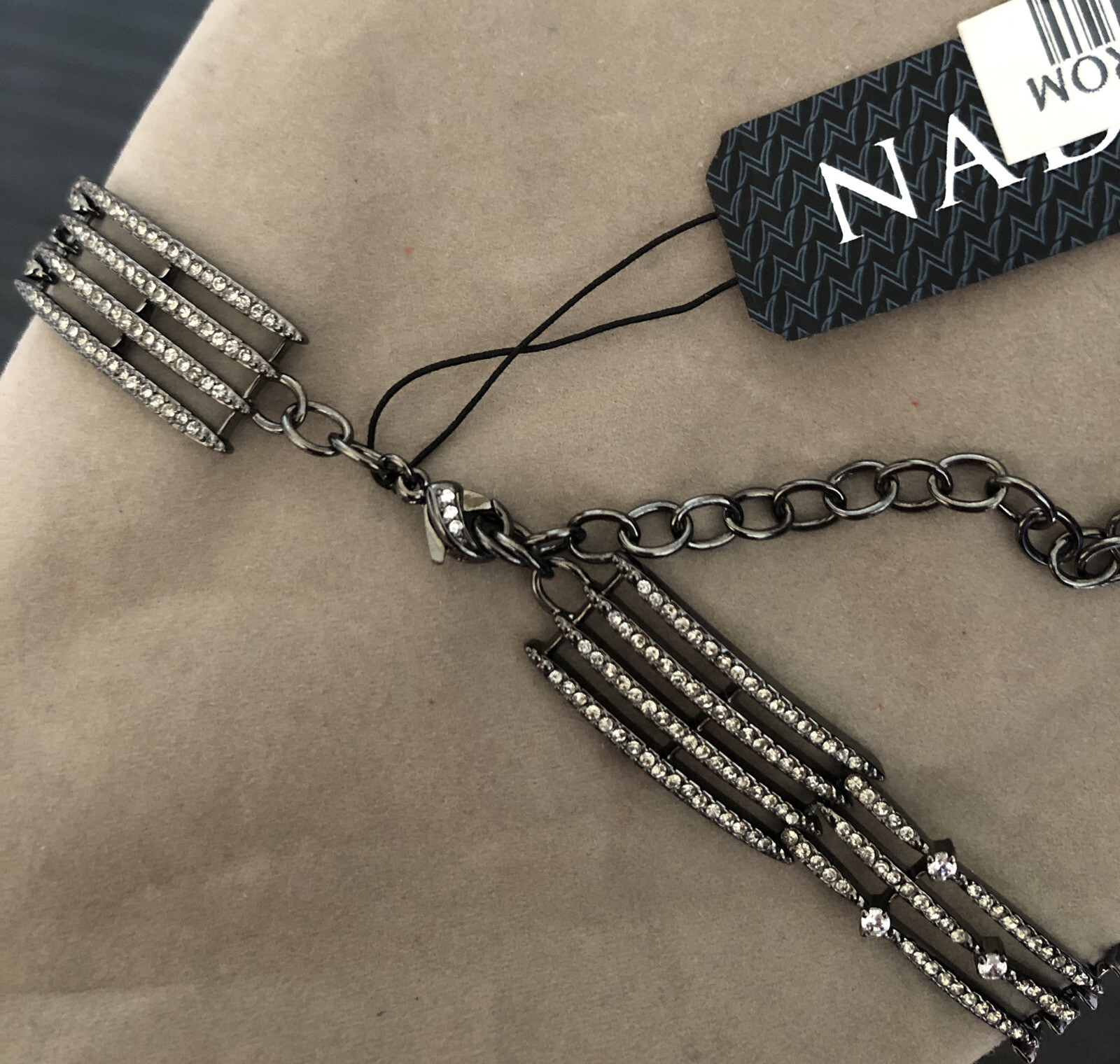 NWT NADRI CHOKER NECKLACE Rhodium Pave Cubic Zirconia ,See Description And Pics