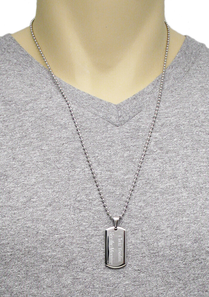 Stainless Steel Personalized 1 1/4″ Dog Tag w/ Necklace-Free Engraving