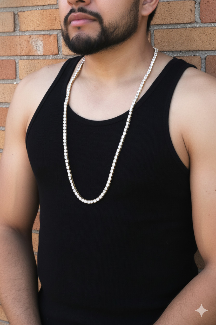 34 inches ANTI-TARNISH Stainless Steel with Cubic Zirconia Tennis Necklace