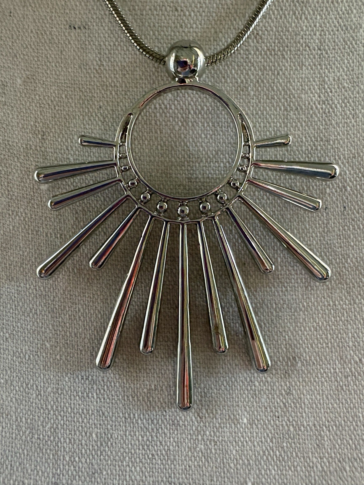 INC International Concepts Statement Necklace Sunburst Pendant Silver-tone