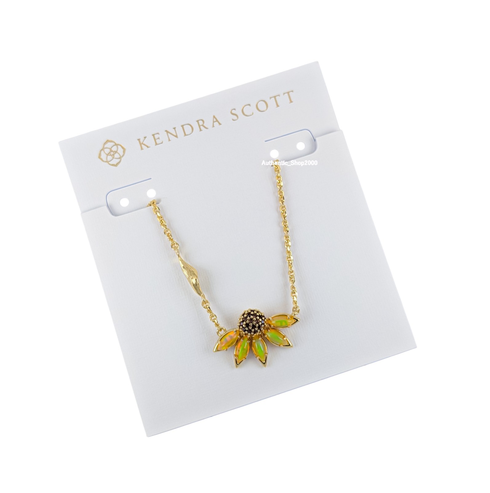 NEW 100% Authentic KENDRA SCOTT Yellow Opalescent Anya Flower Pendant Necklace