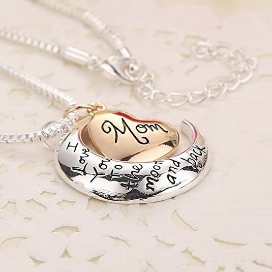 Mothers Gift Necklace & Pendant I Love You To The Moon & Back Best Gift for mom