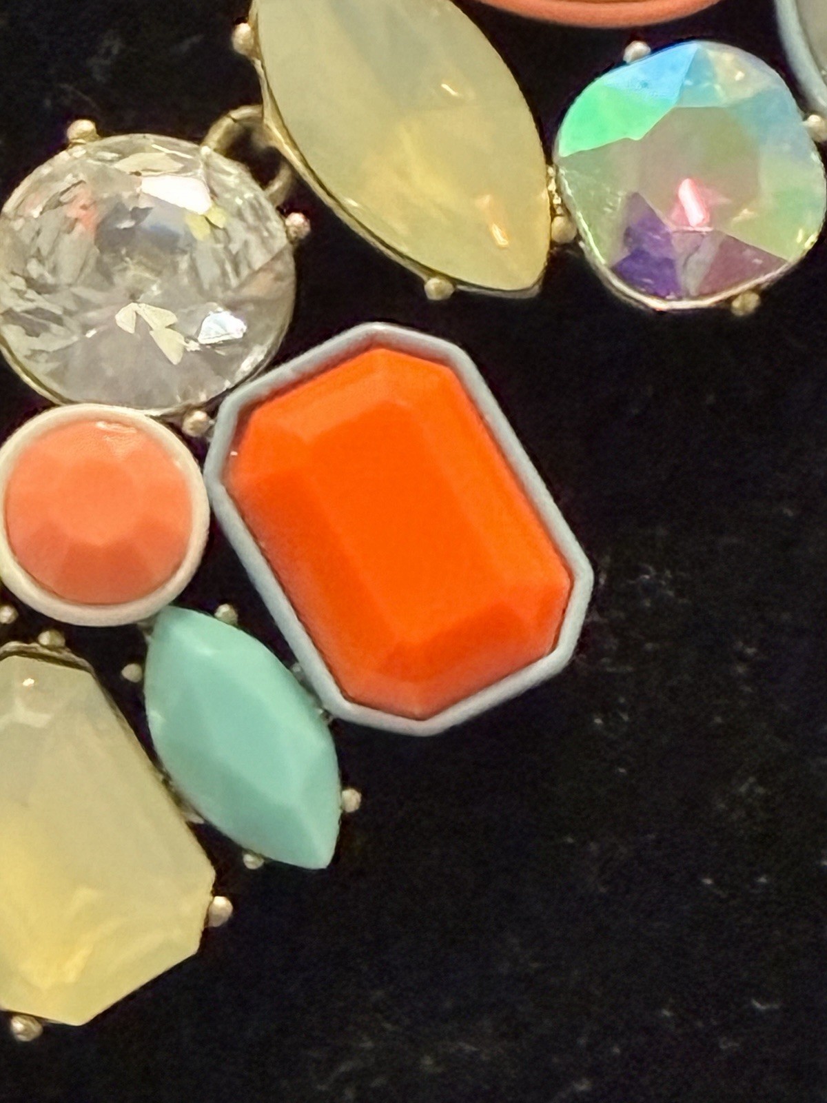 J.Crew Multi-Color Geometric Bib Statement Necklace 18″ Neon Coral Peach Gold