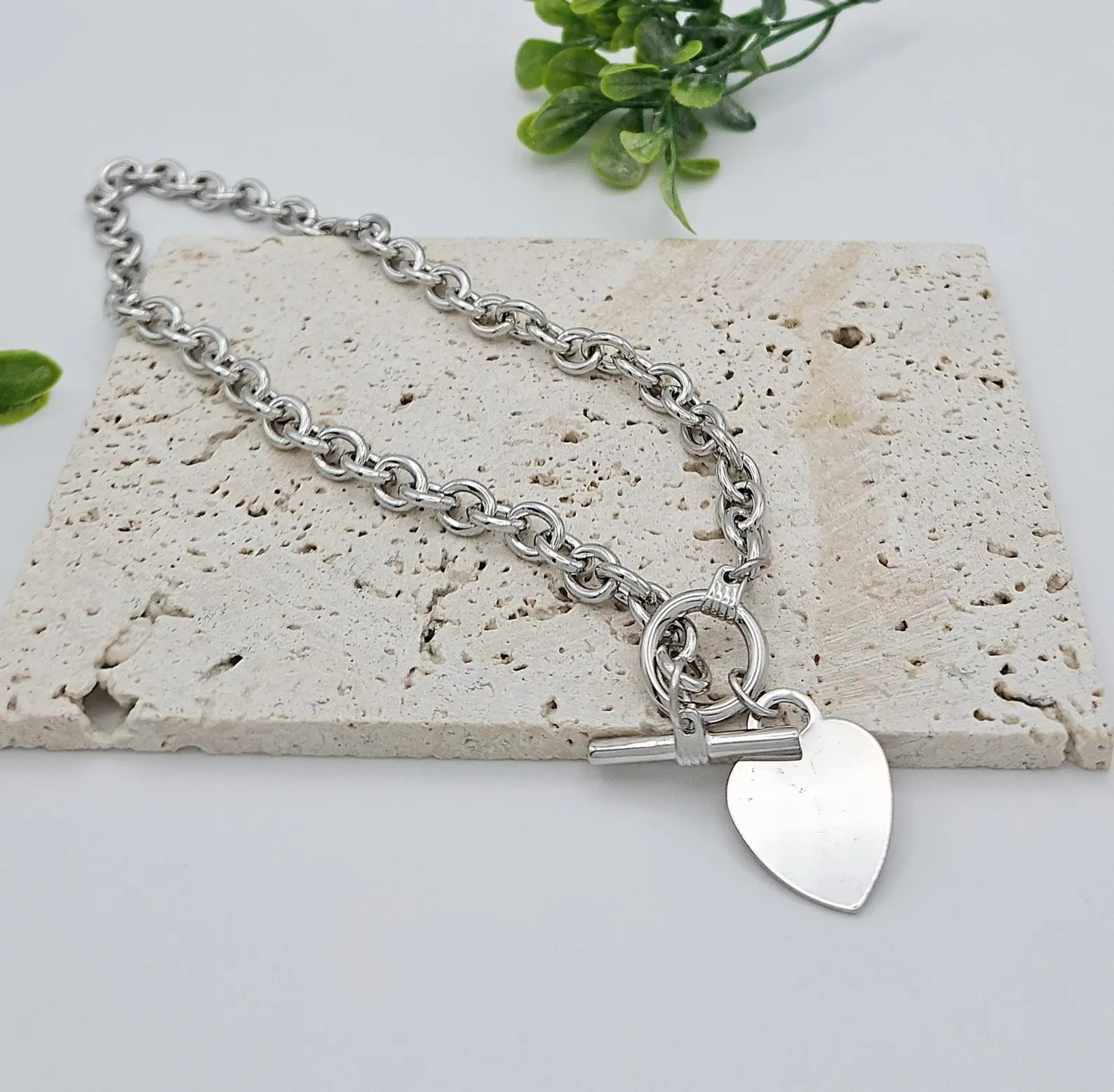 Gold Toggle Necklace For Women, 14k Heavy Plated Gold Toggle & Tag Necklace