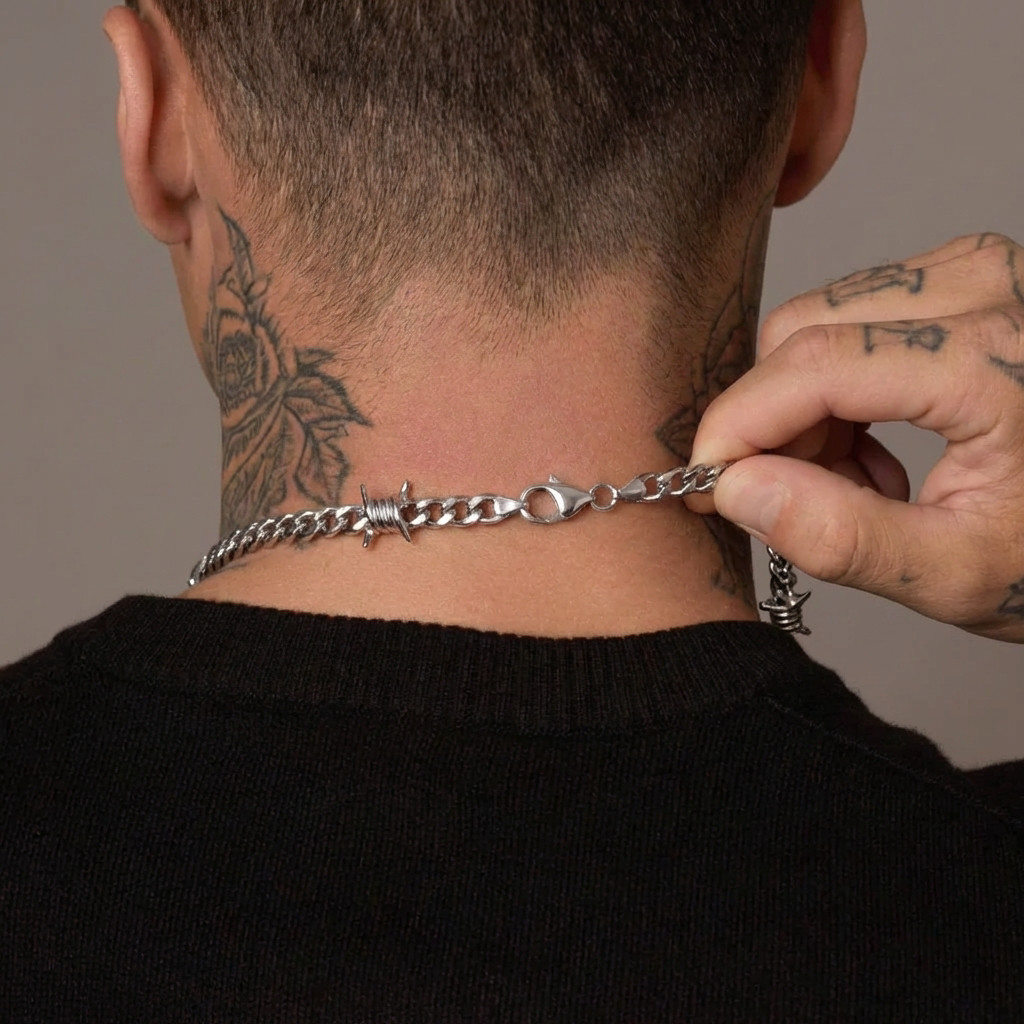 Barbed Wire Cuban Necklace