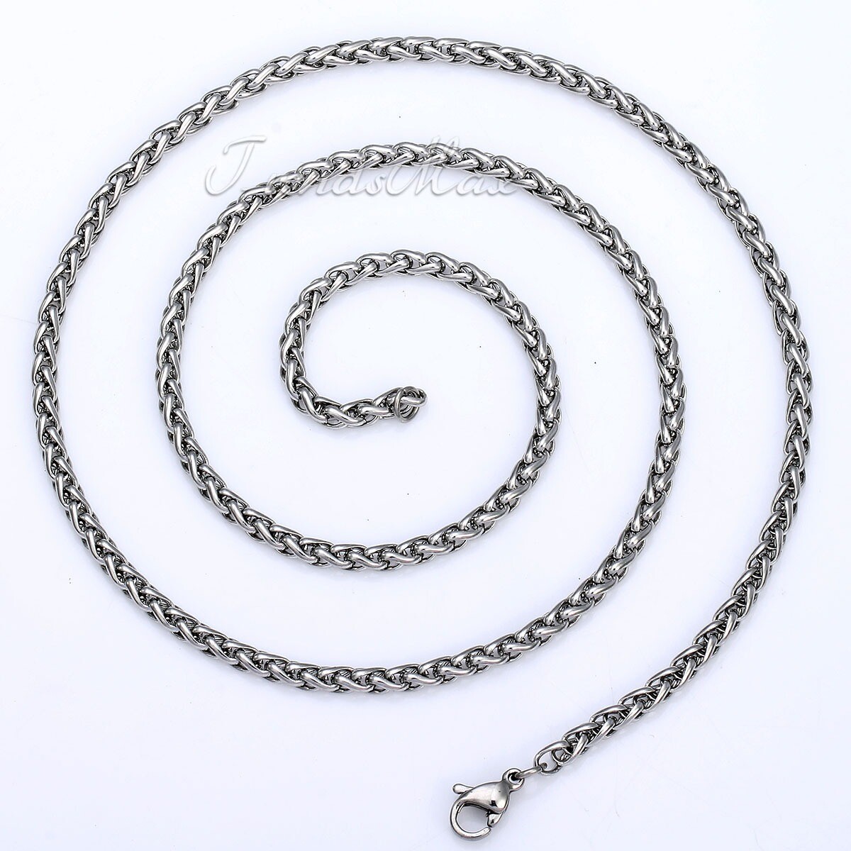 3MM Mens Womens Wheat Link Chain Stainless Steel Necklace 18/20/22/24inch
