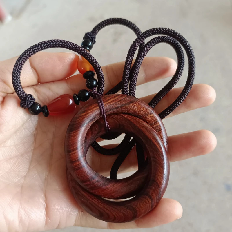 Taoist Lightning Strike Jujube Wood Qiankun Circle Pendant Auspicious Necklace