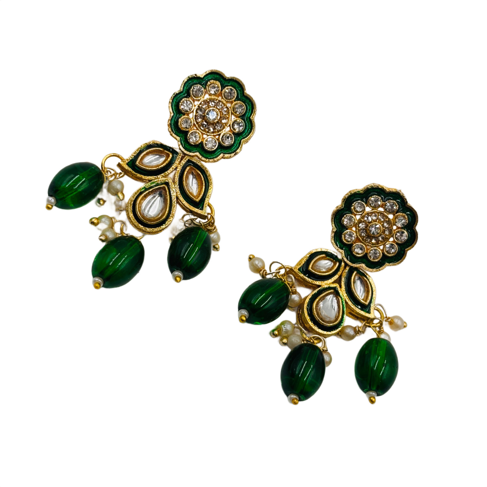 Gold Plated Pearl Statement Necklace Set Indian Bridal Jewelry for Women