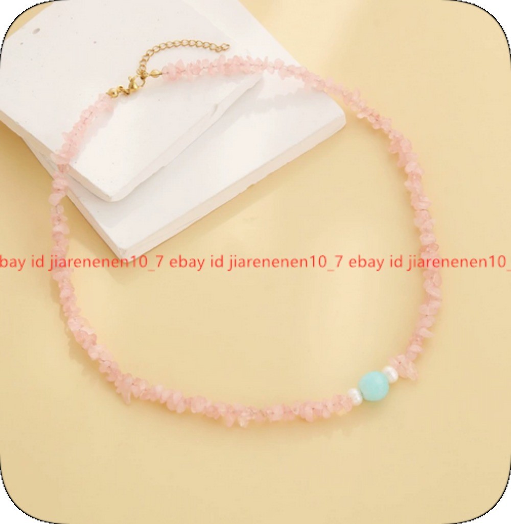 New Natural 5x8mm Pink Quartz Irregular Gravel Gemstone Necklace 16-36 Inches