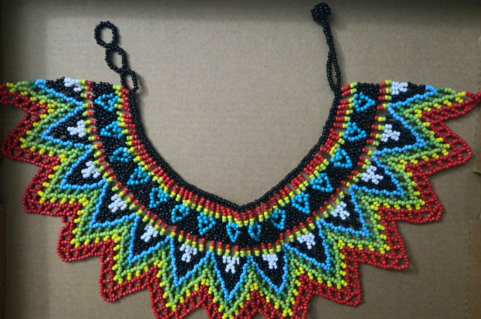 Handcrafted Multicolor Glass Beaded Statement Bohemian Tie Necklace