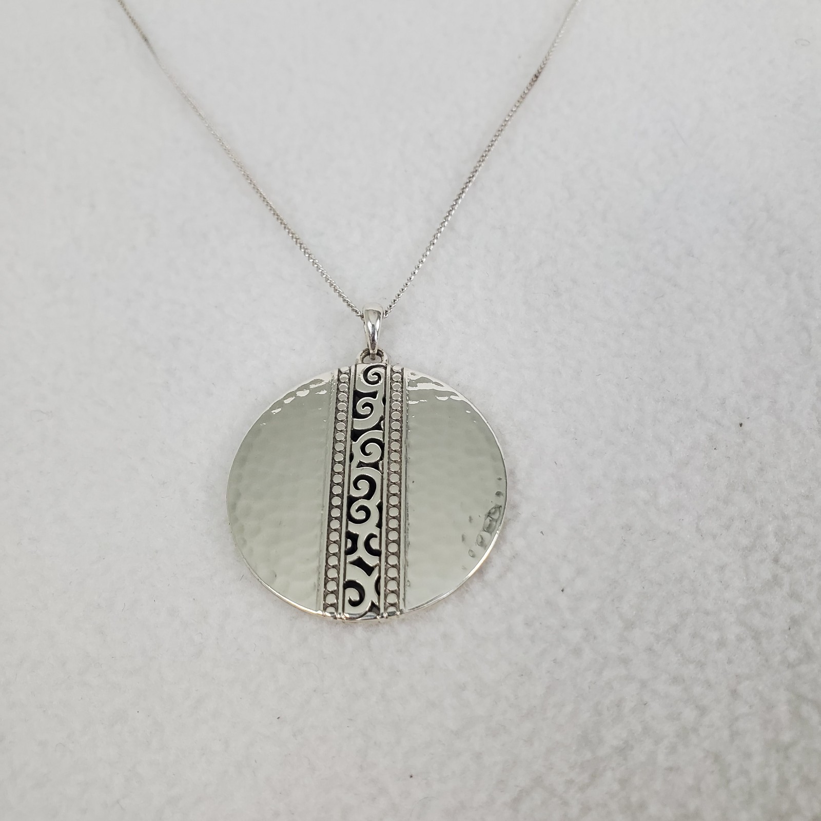 Brighton Silver Plated Mingle Disc Necklace Hammered 27 In