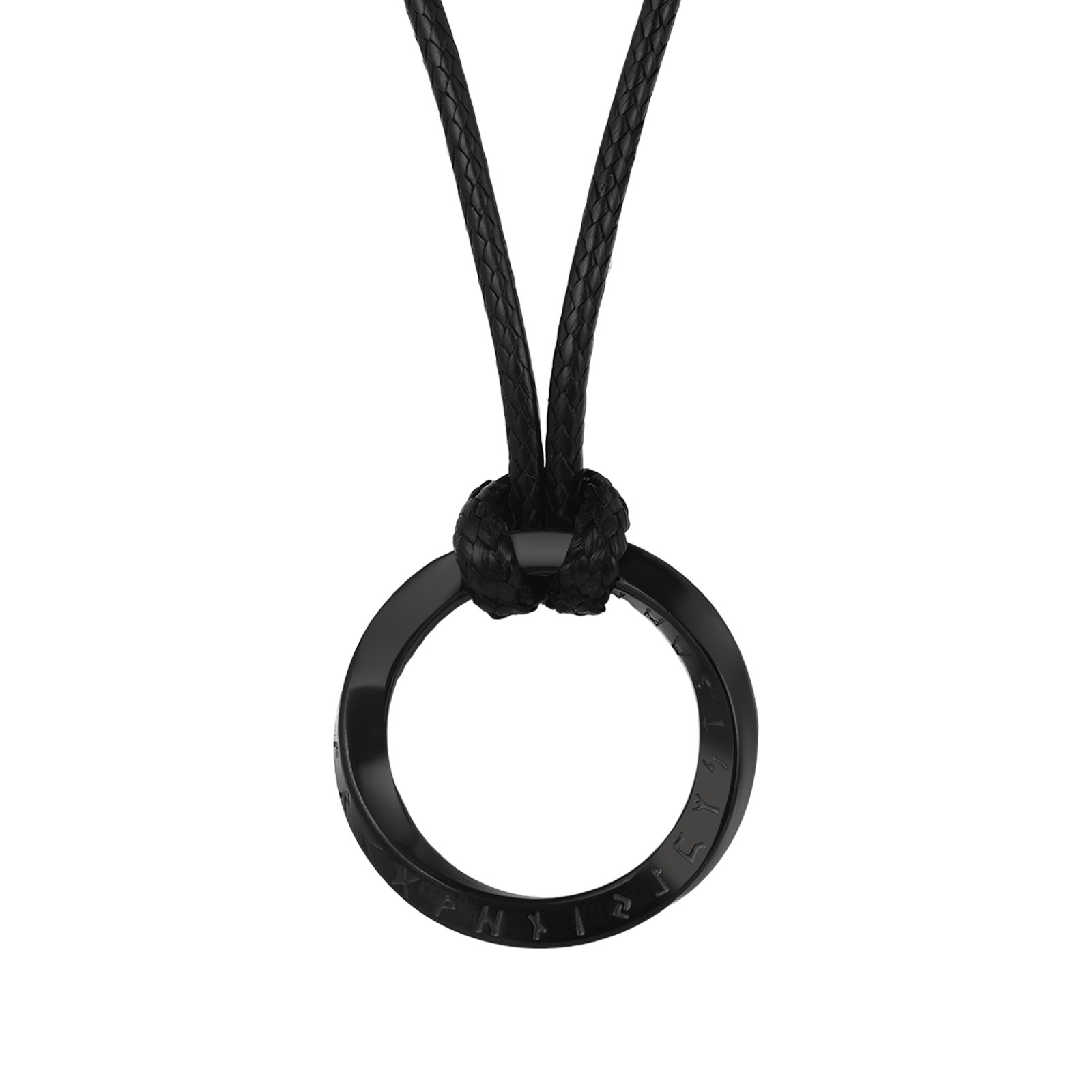 Mens Mobius Ring Norse Viking Rune Necklace with Adjustable Braided Leather Cord