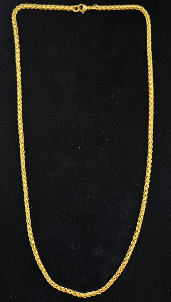 Franco Round Link Chain Gold tone Necklace 24″ with Lobster Clasp
