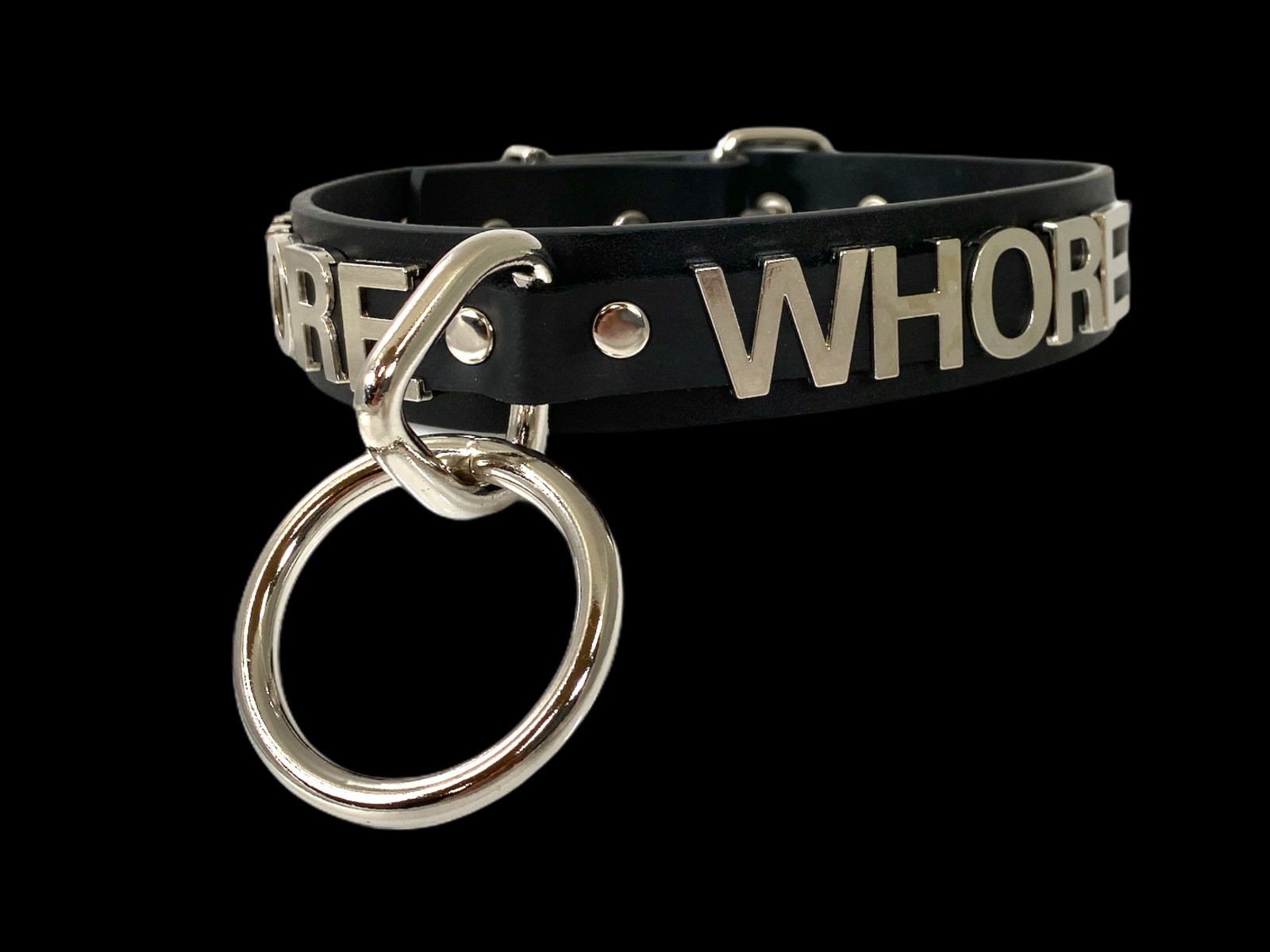 Name Bondage Collar Black O Ring Letter Slave Leather BDSM Choker Slut Choker