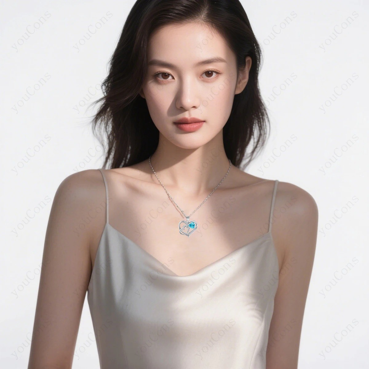 Heart Pendant Necklaces With Rose Flower Gift Box For Women Girlfriend Trendy Ch