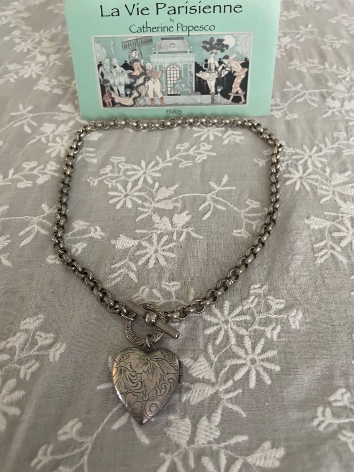 La Vie Parisienne Catherine Popesco France HEART LOCKET TOGGLE NECKLACE