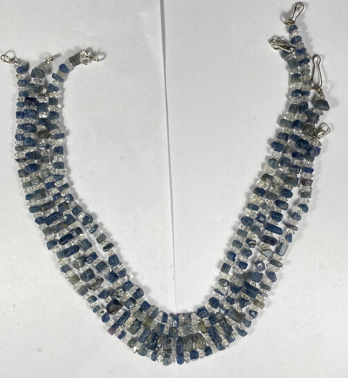 Saphire beading strands with diamond quartz separator necklace strings 04PCS
