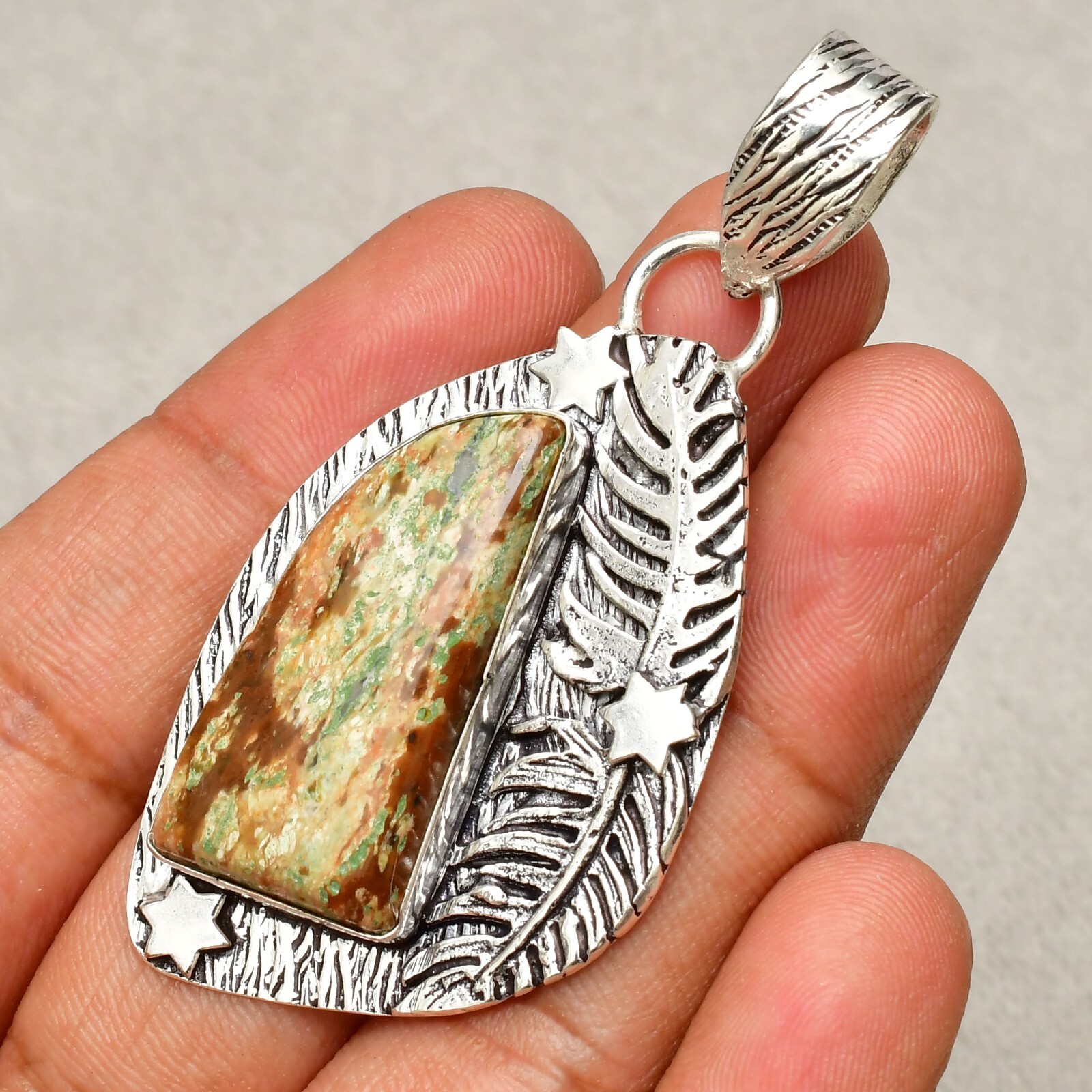 Chrome Chalcedony Gemstone 925 Sterling Silver Handmade Jewelry Pendant 2.48″
