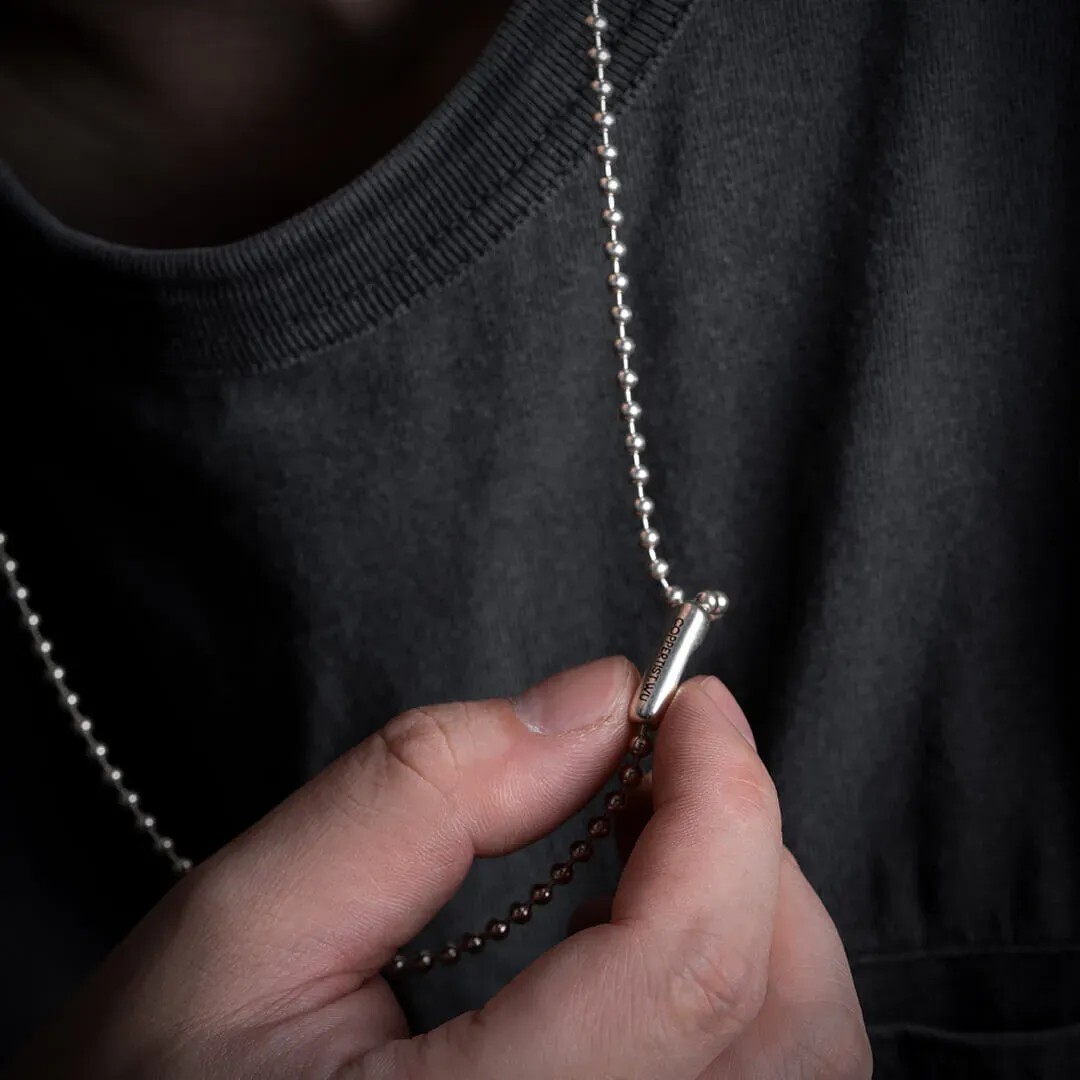 Silver Ball Chain Necklace. Width 3mm