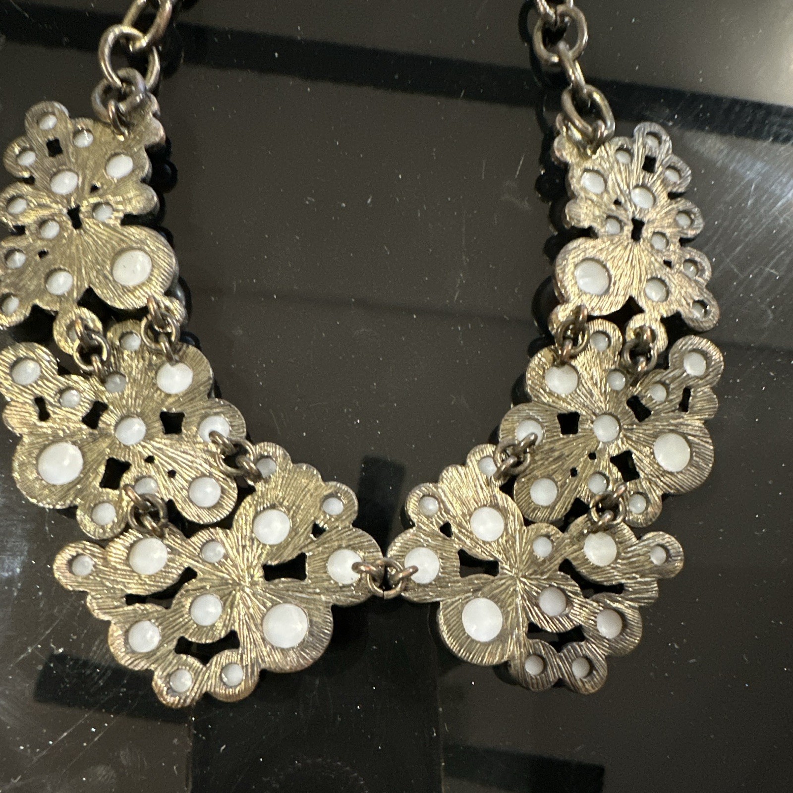 SUGARFIX by BaubleBar Faux Pearl Statement Collar Necklace, bronze Tone