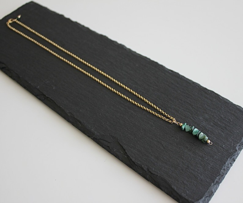 Delicate Emerald Smooth Uncut Chips Gemstone Beads May Birthstone Necklaces 18”