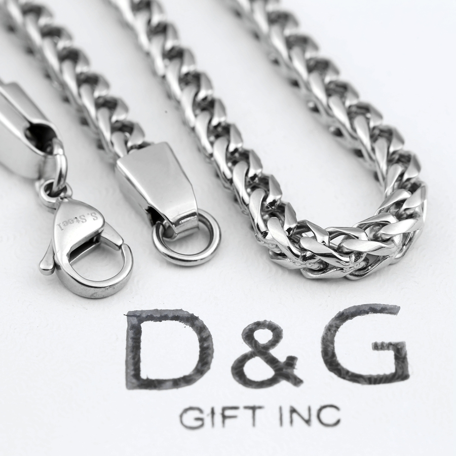 DG Men’s 24″ Silver.Stainless Steel 5mm Smooth Franco Chain Necklace Unisex* Box