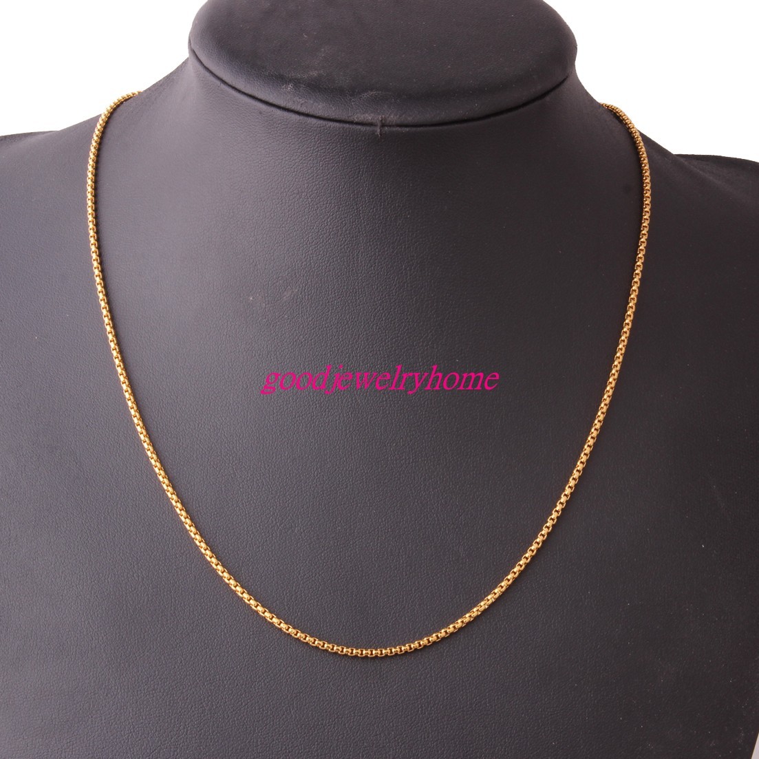 2/3/4/5/7MM Gold Plated Stainless Steel Rolo Box Chains Necklace Bangle 7″-40″