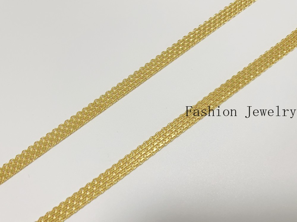 Solid 18K Yellow Gold Vintage Multi Layer Wide Necklace Chain 8mm 24in Men/women