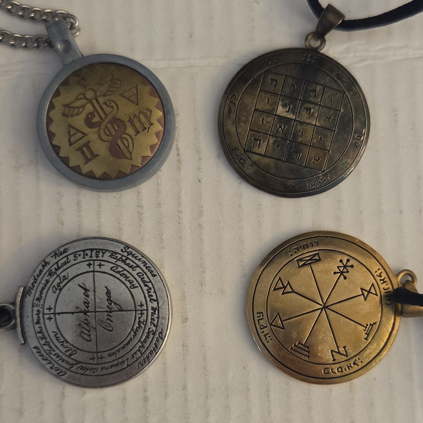 Lot of 4 Antique-Style Necklaces with Pendants/Talisman Sold AS SHOWN Lot.1K
