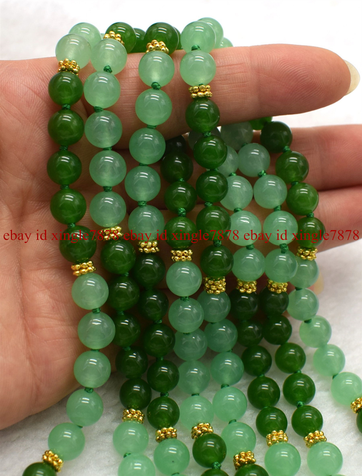 Natural 8mm Light & Dark Green Jade Round Gemstone Beads Necklace 36-100″ AAA+