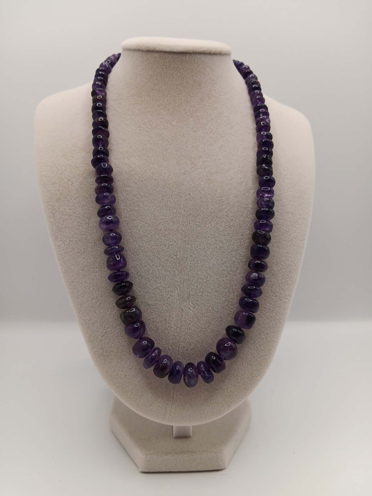 Purple Beaded Necklace Length Of Beaded Area is 16.5″ Lobster Claw Closure