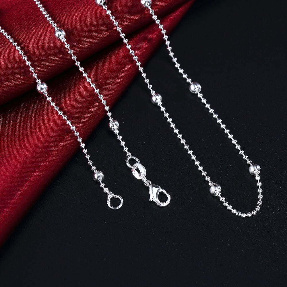 16″-24″ Mens Womens 925 Sterling Silver 1mm/3mm Thick Ball Bead Chain Necklace