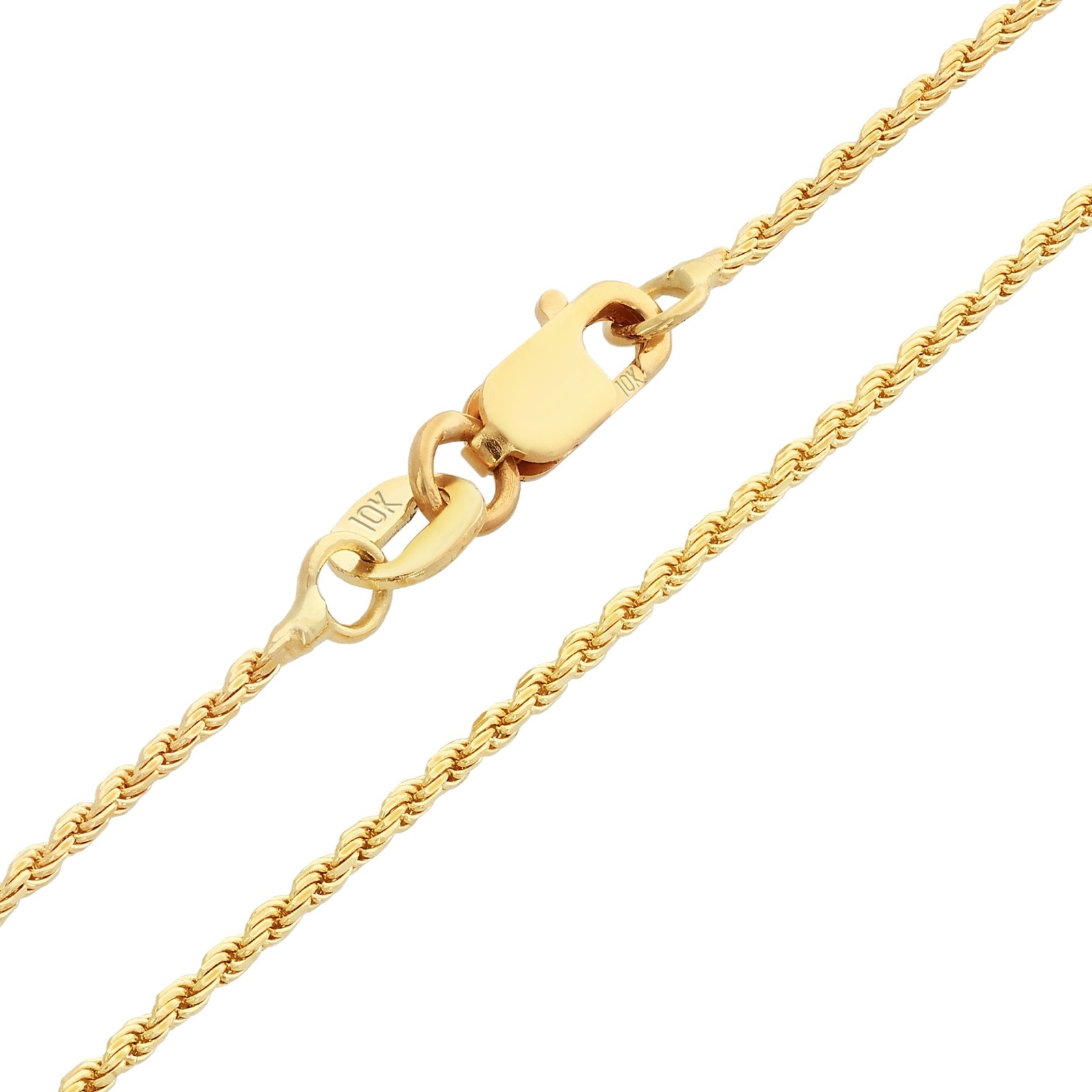 10K Yellow Gold 1mm-10mm Diamond Cut Solid Rope Chain Pendant Necklace 16″- 30″